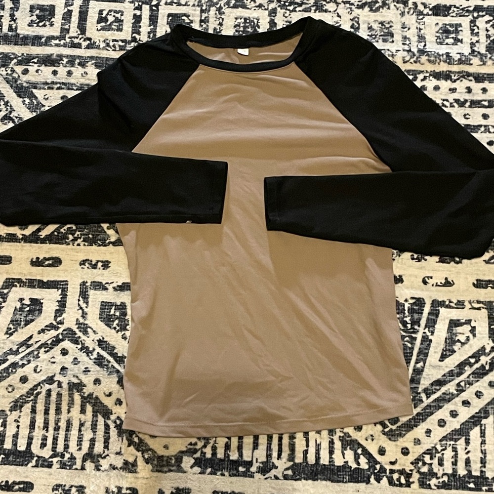 Tan and Black Long Sleeve Raglan Shirt